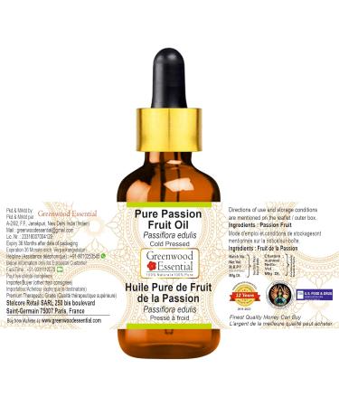 Buy Greenwood Natural Passion Fruit Oil (Passiflora Edulis) - 100ml x 2 Pack | Pure Therapeutic Quality Cold-Pressed Oil with Glass Dripper - International Shipping - Buy Online on GoSupps.com