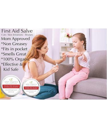 Organic First Aid Salve Ointment | Natural Healing for Cuts Scrapes Cold Sores & Diaper Rash | Calendula Plantain Leaf Helichrysum & Tea Tree Essential Oil | Selah Organics (1 oz - Buy Online on GoSupps.com