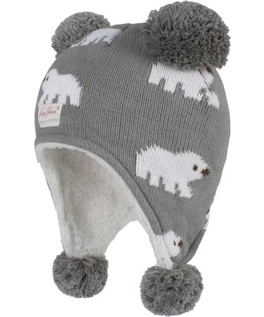 LANGZHEN Toddler Winter Hat Earflap Knit Cap Fleece Lined Beanie for Baby Boys Girls 1-2 Years - Polar Bear Grey - Buy Online on GoSupps.com