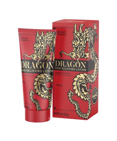 Dragon Pain Relieving Lotion 3.4oz Regular Strength - Muscle and Joint Discomfort Relief Quick Absorb Natural Ingredients - for Back Elbows Feet Hands HIPS Legs and Neck