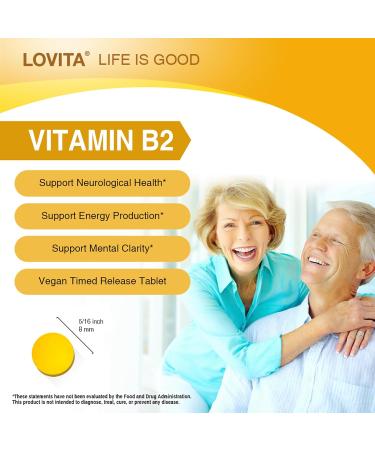 Lovita Vitamin B2 (Riboflavin) 100mg Timed Release 8 Hours Sustained Support Metabolism & Nerve Health 130 Vegan Tablet - Buy Online on GoSupps.com