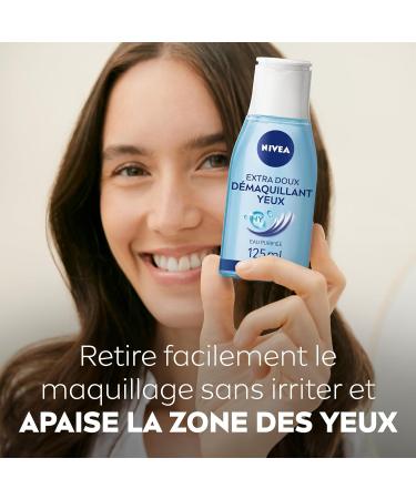 NIVEA Extra Gentle Eye Make-up Remover (1 x 125 ml) enriched with purified demineralized water & hyaluronic acid moisturizing facial cleanser women's facial care sensitive eye make-up remover - Buy Online on GoSupps.com