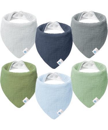 Lulu Moon Bib Baby Triangular Scarf Set - 6 Muslin Baby Scarves for Boys & Girls (River Design) - International Shipping Available - Buy Online on GoSupps.com