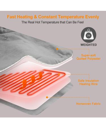 Large Electric Weighted Heating Pad for Neck and Shoulders - 6 Heat Settings, Pain Relief, Washable - 22.8''x16.5'' Light Grey - Buy Online on GoSupps.com
