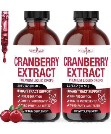 NEW AGE Cranberry Concentrate Liquid Drops Cranberry Drops (Vaccinium macrocarpon) Extract Urinary Tract & Bladder Support Antioxidant Protection Vegan Alcohol-Free Sugar-Free 4 fl oz 2 Fl Oz (Pack of 2)