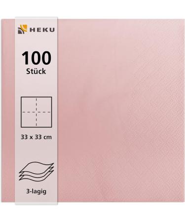 HEKU 100 Pink 3-Layer Napkins | 33x33cm | Absorbent & Stylish | 5-Pack for Events & Gastronomy | International Shipping - Buy Online on GoSupps.com