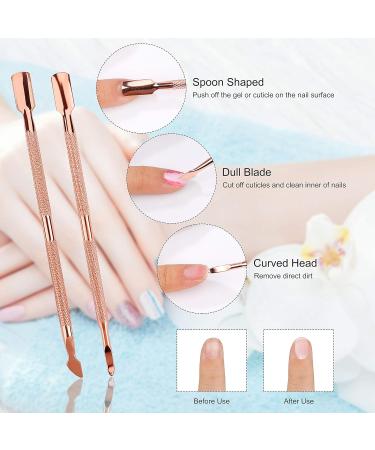 Stainless Steel Cuticle Pusher Set - Double Ended Nail Gel Polish Remover & Triangle Peeler Scraper - Manicure Tools for Fingernails and Toenails - 3 Pieces (Rose Gold) - Buy Online on GoSupps.com