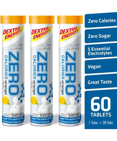 Dextro Energy Zero Calories Electrolyte Drink - Orange | 3 Tubes 60 Tablets - Buy Online on GoSupps.com