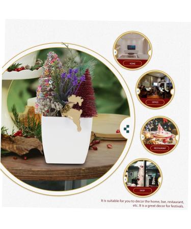 HOMSFOU 2pcs Christmas Simulation Potted Plant Artificial Plant for Desk Decor Festival Potted Plant Adornment Fake Christmas Plants with Fake Flowers Plastic Sisal Tree Outdoor Office Goldenx2pcs 21X11cmx2pcs - Buy Online on GoSupps.com