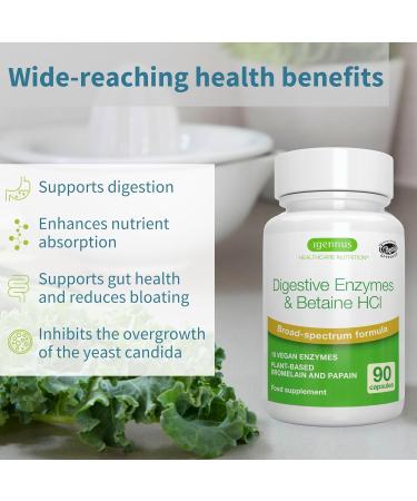 Advanced Digestive Enzymes with Betaine HCl & Plant Based Bromelain - 90 Vegan Capsules by Igennus - Buy Online on GoSupps.com