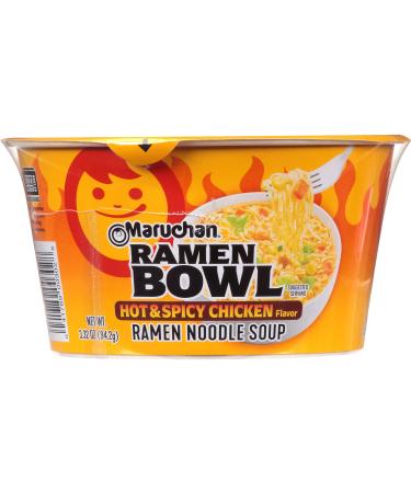 Maruchan Bowl Hot & Spicy Chicken Flavor Ramen Noodles with Vegetables 3.32 OZ (Pack of 12) Chicken 3.32 Ounce (Pack of 12)