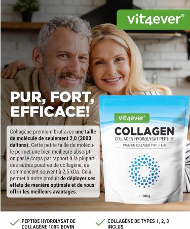 Collagen Powder 1000g - 100% Collagen Bioactive Hydrolysate Peptides - Collagen Type 1 2 & 3 - Neutral Taste - No Additives - Buy Online on GoSupps.com