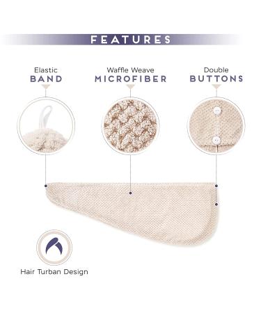 Microfiber Hair Towel 2 Pack - Quick Drying Hair Turban for Women, Men, Kids - Beige + Grey - Buy Online on GoSupps.com