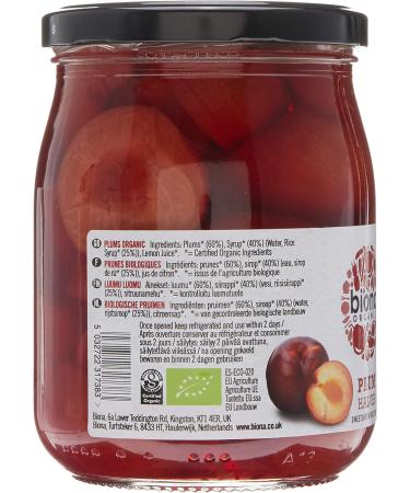 Biona Organic Plum Halves In Rice Syrup Organic 570g (Pack of 2) - Buy Online on GoSupps.com