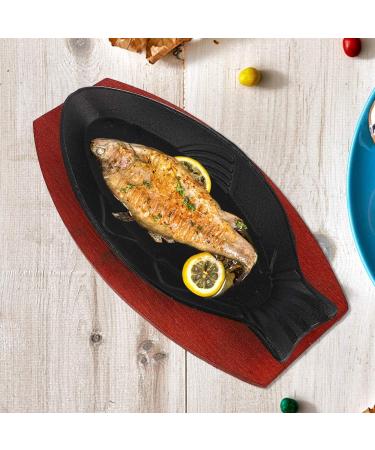 Yalych Fish Shaped Pan Steak Frying Pan Durable Fryer Portable BBQ Pan Plate Frying pan Gold - Buy Online on GoSupps.com