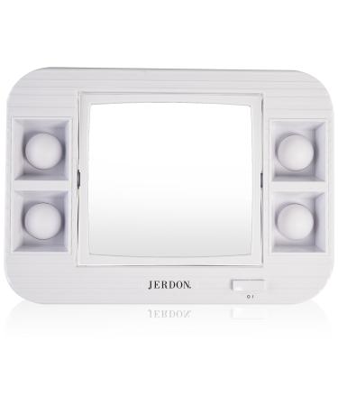 Jerdon J1015 Led Lighted Makeup Mirror With 5x Magnification  White Finish