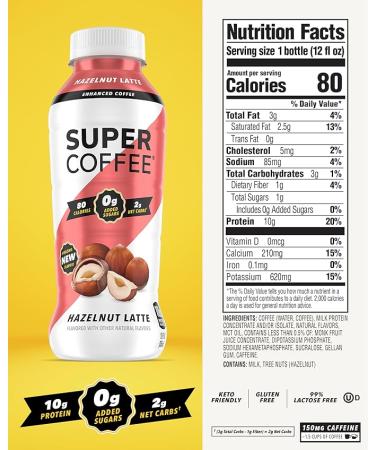 KITU SUPER COFFEE  Keto Protein Coffee (0g Added Sugar  10g Protein  70 Calories) [Hazelnut] 12 Fl Oz  12 Pack | Iced Smart Coffee Drinks - Buy Online on GoSupps.com