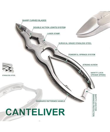 Toenail Clipper Cantilever Surgical Grade German Stainless Steel by Razor Edge Heavy Duty Thick Toe Nail Cutter Professional Quality - Buy Online on GoSupps.com