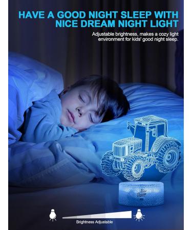 Nice Dream Tractor Night Light - 3D Illusion LED Lamp for Kids | Remote Control 16 Colors Dimmable | Perfect Christmas Gift & Bedroom Decor - Buy Online on GoSupps.com