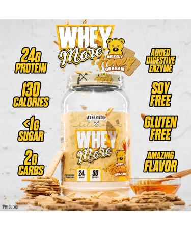 Axe & Sledge WHEY More Premium Protein Blend | 24g Protein Whey Concentrate & Isolate | Prebiotic Fiber for Enhanced Absorption | Creamy Delicious Versatile | 30 Servings Honey Grizzly Graham - Buy Online on GoSupps.com