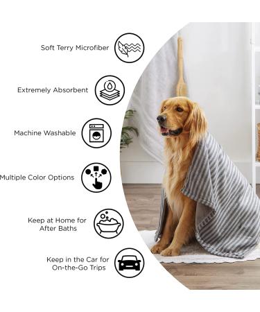 Bone Dry X-Large Pet Grooming Towel Collection, Absorbent Microfiber - Gray 41x23.5 - Buy Online on GoSupps.com