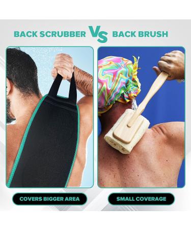 Long 33 Exfoliating Back Scrubber with Easy Grip Handles - Dual-Sided, Durable, Deep Clean - Lathers & Massages, Body Wash Compatible - Skin-Friendly - Men & Women - Black - Buy Online on GoSupps.com