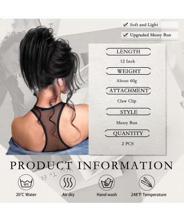 2PCS Messy Bun Hair Piece Set - Claw Clip Updo Hair Buns for Women (Natural Black) - Buy Online on GoSupps.com