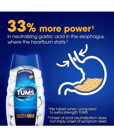 TUMS Ultra Strength Peppermint Antacid Tablets - 72 Count (Pack of 2) | Fast Heartburn Relief | International Shipping Available - Buy Online on GoSupps.com