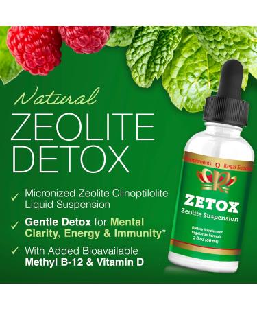 ZETOX Zeolite Detox Drops | Premium Clinoptilolite for Kids & Adults | Enhanced with Methyl B12 & D3 | Daily Detox & Energy Support (60 Servings - Buy Online on GoSupps.com