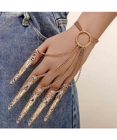 TseenYi Punk Finger Nail Tip Claw Bracelet Layered Finger Bracelet Gold Hollow Nails Claw Slave Bracelet Vintage Filigree Finger Claw Ring Bracelet Slave Circle Hand Chain Jewelry for Women and Girls - Buy Online on GoSupps.com