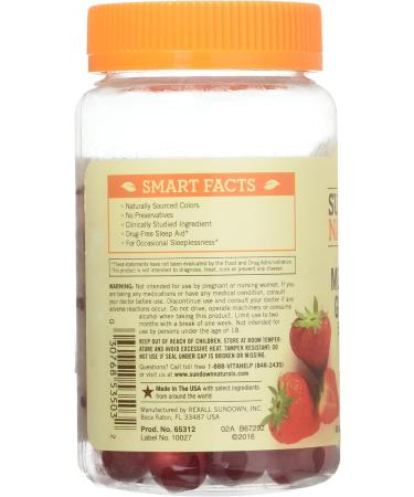 Sundown Naturals Melatonin Gummies Strawberry Flavored 5 mg 60 Gummies - Buy Online on GoSupps.com
