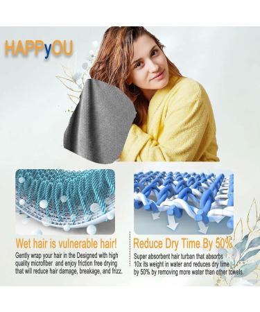 Luxury 2 Pack Large Hair Towel Wrap for Women | Anti-Frizz, Super Absorbent, Fast Drying | Elastic Strap, Ultra-Soft | Ideal for Wet, Curly, Long & Thick Hair | Pink Gray - Buy Online on GoSupps.com