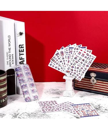 Patriotic 4th of July Nail Stickers & Star Glitter Sequins Set - American Flag Decals & Holographic Confetti - Buy Online on GoSupps.com