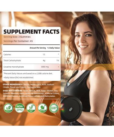 Buy Sugar-Free Creatine Monohydrate Gummies - 5g Chewable Supplement for Men & Women - 180 Orange Gummies (Pack of 2) - International Shipping Available - Buy Online on GoSupps.com
