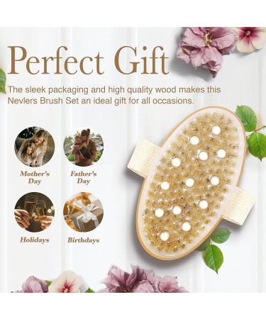 Nevlers Natural Boar Body Brush Set with Detachable Cellulite Brush - Exfoliate and Alleviate with Long Wooden Handle for Dry Brushing and Face Brush - Buy Online on GoSupps.com