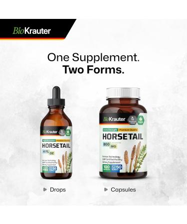 Organic Horsetail Capsules for Hair, Skin & Nails - With Nettle, Green Tea, Ginseng & Ginkgo Biloba - Immune Function & Antioxidant Support - 100 Capsules - Buy Online on GoSupps.com