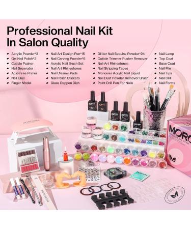 Morovan Acrylic Nail Set - Complete Starter Kit with Acrylic Powder Nail Lamp Drill & 4 UV Polish Colors for Beginners - Buy Online on GoSupps.com