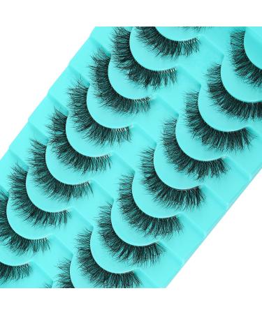 Clear Band Russian Volume Fluffy Strip Lashes - 10 Pairs of Naturally Wispy D Curly False Eyelashes | Look Like Extensions (HT145) - Buy Online on GoSupps.com