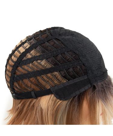 RENERSHOW Blonde Highlight Short Pixie Bob Wig with Bangs - Ombre Blonde Synthetic Wig for Women - Buy Online on GoSupps.com