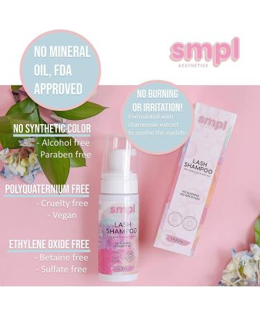 SMPL Aesthetics Eyelash Extension Cleanser Kit - Sulfate & Paraben Free Lash Shampoo, Brush & Rinse Bottle - Includes Free E-Book on Sensitive Makeup Removal & Primer (Fresh) - Buy Online on GoSupps.com