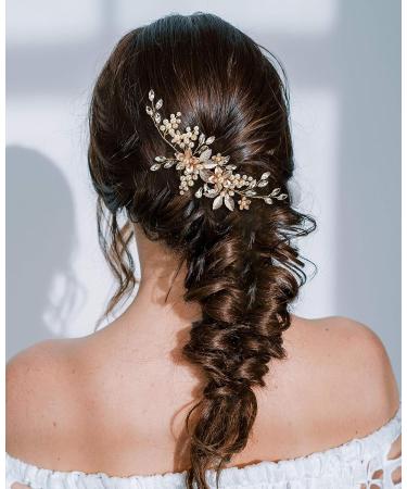 SWEETV Gold Wedding Hair Comb Clip - Bridal Hair Accessories for Brides Women - Buy Online on GoSupps.com