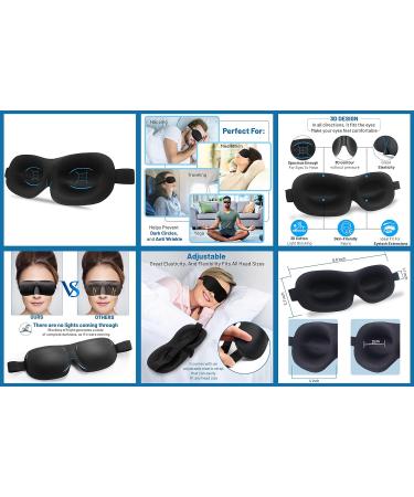 3D Eye Sleep Mask Blindfold for Napping, Yoga & Traveling - Adjustable Strap for Comfort - Black - Buy Online on GoSupps.com