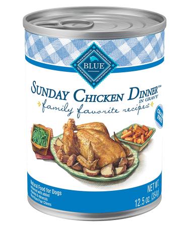 Blue Buffalo Family Favorites Sunday Chicken Wet Dog Food 12.5oz Can - Pack of 12 - Buy Online on GoSupps.com