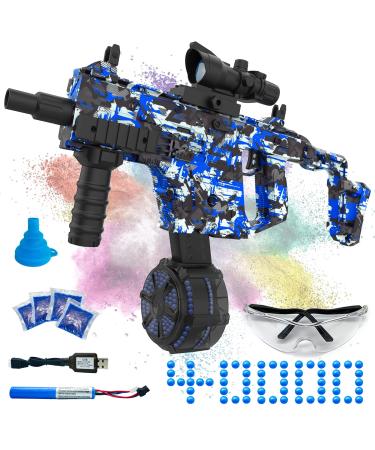 Electric Gel Ball Blaster, High Speed Automatic Splatter Ball Blaster with 40000+ Water Beads and Goggles, JIFTOK Rechargeable Splatter Ball Toys for Outdoor Activities Shooting Game Party Favors-Blue Blue-vector