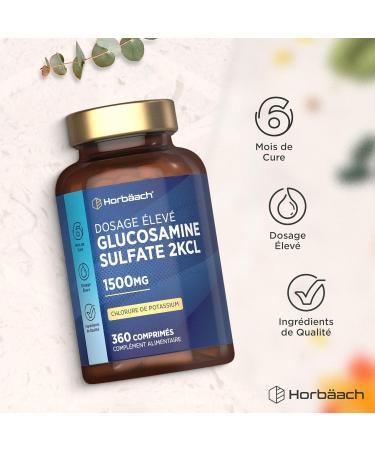 Glucosamine Sulfate 1500mg 2KCl | 360 Comprim s | Compl ment Alimentaire Haute Dose | Glucosamine Sulphate Supplement | by Horbaach - Buy Online on GoSupps.com