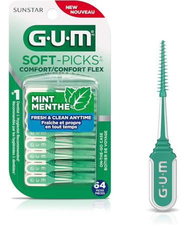 GUM Soft-Picks Comfort Flex Mint Flavoured Travel Case 64 picks Mint 64 Count (Pack of 1) - Buy Online on GoSupps.com