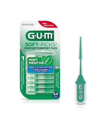 GUM Soft-Picks Comfort Flex Mint Flavoured Travel Case 64 Picks X 6 Packs (384 Picks Total) Mint 1 count (Pack of 384)