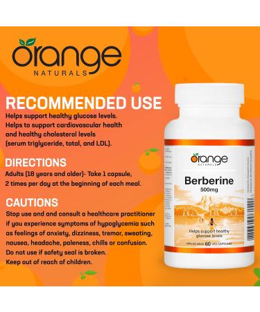 Orange Naturals Berberine 500mg - 60 Vegetarian Capsules - Berberine Supplement - Berberine HCL - Natural Metabolic Support - Buy Online on GoSupps.com