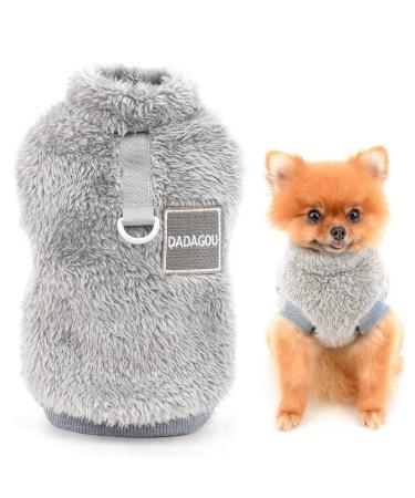 Smalllee_lucky_Store Pets-Sherpa-Fleece sweater vest turtleneck sweater with D-ring soft sweatshirt for small dogs cats puppy yorkie chihuahua warm autumn winter clothing gray l l gray