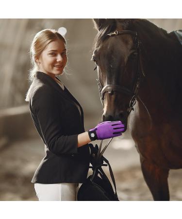 Fitst4 Sports Women's & Unisex Riding Gloves - Silicone Grip Equestrian Bicycle Gloves in Violet - Buy Online on GoSupps.com